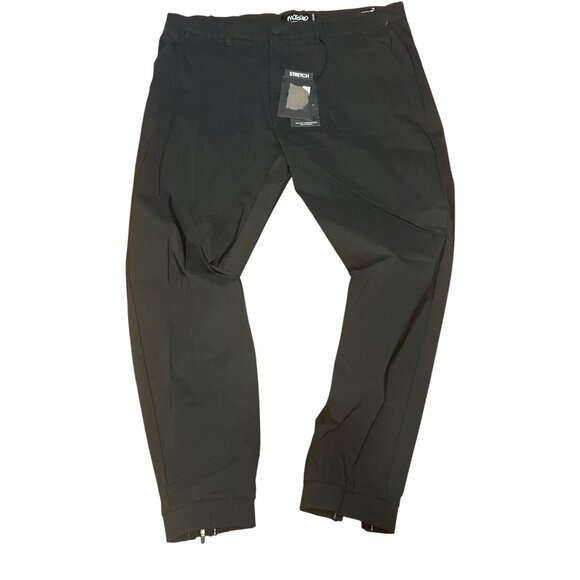 Mossimo Mens Slim Fit Tech Fabric Black Joggers Pants Stretch Size 36 NWT - Picture 1 of 6